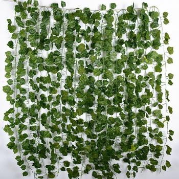12 Tiras Plantas Artificiales Colgantes Enredaderas Falsas Hiedra Decorativas Guirnaldas Hojas de Vid para Decoración Fiesta Boda Escalera Pared Exterior
