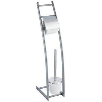 Wenko Escobillero para WC, Metal Recubrimiento de Polvo, Plata Mate, 28x15x74 cm