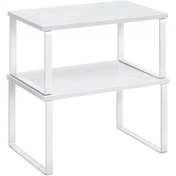 Juego de 4 Estantes Apilables y Extensibles para Especias - Organizadores de Cocina en Blanco Nieve y Blanco Nuage (19,5 x 29,7 x 15,8 cm; 18,5