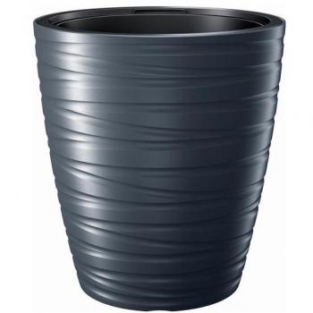 Maceta con Depósito 16L Maze de Plástico en Color Gris Piedra