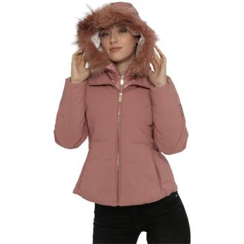 Pink Nylon Puffer Jacket with Removable Hood - XS