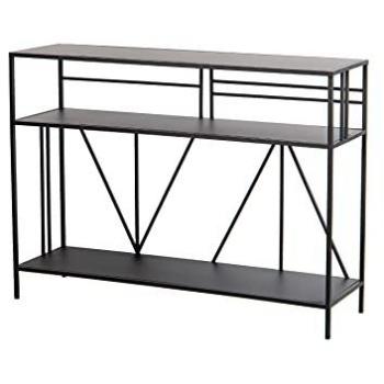 Consola de Metal Randers 107x32x79 cm - Mueble Decorativo y de Almacenamiento Adicional, Hierro Negro, Grande