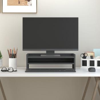 Soporte para monitor de madera maciza de pino gris 50x24x16 cm