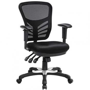 SONGMICS Silla de Oficina ergonómica, Silla de Escritorio, Ajustables Apoyabrazos, Soporte lumbar, Altura del Respaldo Ajustable, Inclinación del respaldo y bloqueo de posición, Negro OBN52BK