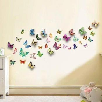 Walplus WS3013 Paquete combo de mariposas más WS1022, adhesivo mural 3D colorido, de mariposas, multicolor