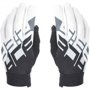 Acerbis Casco de Cross Linear Blanco-Negro y Guantes de Motocross MX Linear Negro Blanco (2XL)