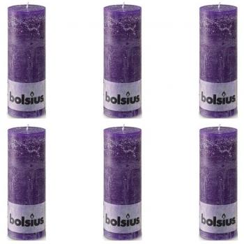 Bolsius Vela del Pilar Rústica 190 x 68 mm 6 Piezas Violeta