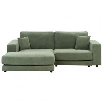 Sofá Esquinero Minimalista Verde de Tela con Cojines Adicionales para 3 Plazas Lado Derecho Lofoten