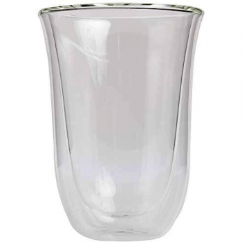 De'Longhi Set de 2 Vasos Premium para Café Latte Macchiato, Vidrio Templado de Doble Pared, Resistentes al Calor, Transparentes, 220 ml