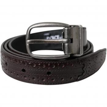 Dolce & Gabbana Dark Brown Perforated Leather Metal Buckle Belt Men - 85 cm / 34 Inches