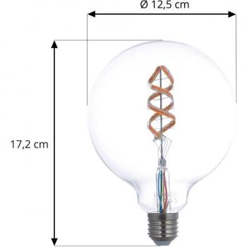 Bombilla LED Inteligente E27 G125 4W RGB Tuya WLAN Transparente CCT