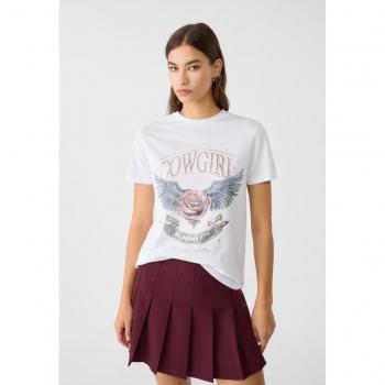 Pastel Pink Metallic Graphic T-shirt L