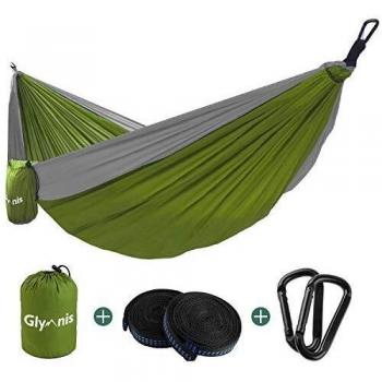 Glymnis Hamaca Ultraligera para Camping y Viaje de Nylon 300kg de Capacidad de Carga Ranspirable y Secado Rápido 275x140cm Kit de Hamaca de Tela 210T