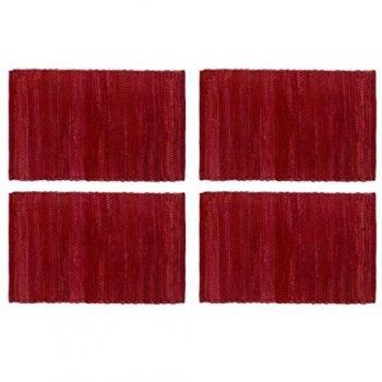 vidaXL 4x Manteles Individuales Tela Lavables Algodón Trenzado Diseño Estilo Chindi Original Conjunto Salvamanteles Mesa Comedor Cocina Rojo Burdeos
