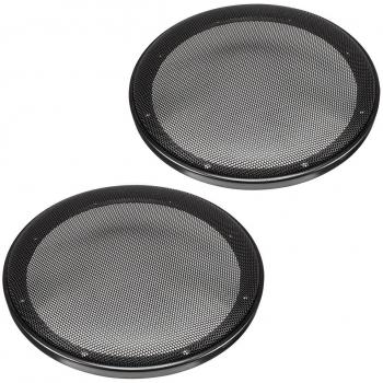 tomzz Audio 2800-003 - Rejilla para altavoz de 200 mm, 2 piezas, anillo de plástico con rejilla metálica, color negro