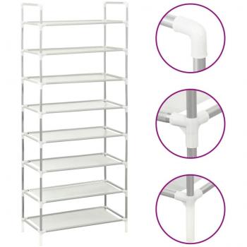 vidaXL Shoe Rack with 8 Shelves Metal and Non-woven Fabric Silver