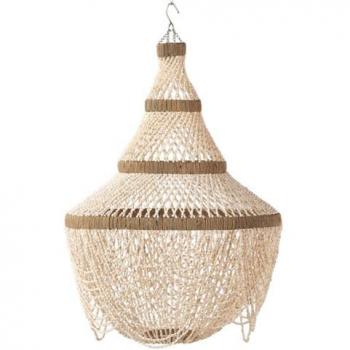 Lámpara de Techo Elegante de Conchas Blancas - 60x60x80 cm - Decoración Natural y Sofisticada