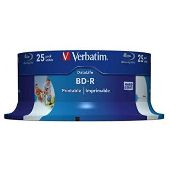 Disco Blu-ray Verbatim BD-R SL 25GB 6x Imprimible (Caja de 25)