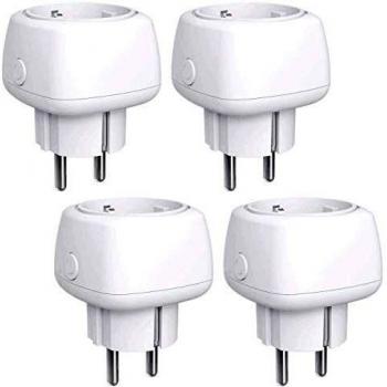 Enchufe Inteligente Mini Enchufe Wi-Fi 10A, con Control Remoto Meross app, Compatible con Alexa, Google Assistant y SmartThings, Wi-Fi Smart Plug, Paquete de 4.