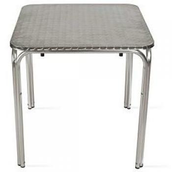 Mesa de jardín cuadrada de aluminio Oviala - Gris