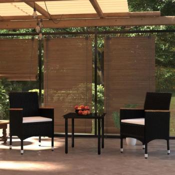 vidaXL 3-Piece Black Garden Dining Set with Cushions