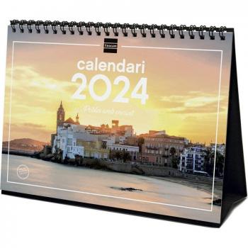 Calendario de Sobremesa Finocam 2024 en Catalán con Imágenes de Pueblos con Encanto, Enero-Diciembre (12 Meses), Tamaño S - 210x150 mm