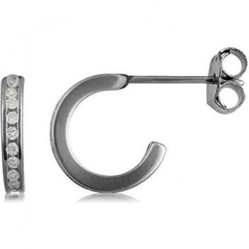 Córdoba Jewels | Pendientes en plata de ley 925 con circonitas con diseño Aro Zirconium Mini