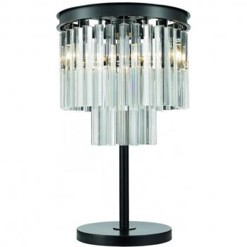 Lámpara de mesa MATLOCK 3 luces de cristal, cromo negro, E14