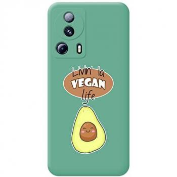 Funda Silicona Líquida Verde con Dibujos Vegan Life para Xiaomi 13 Lite 5G