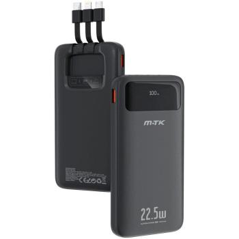 Power Bank TD2132 NE Lujo 10000mAh Carga Rápida 22.5W, 1 Entrada Type-C, 4 Salidas (2 Type-C + Lightning + USB-A), Negro