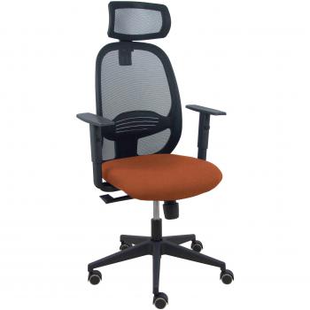 Silla de oficina ergonómica con malla negra y asiento Bali marrón