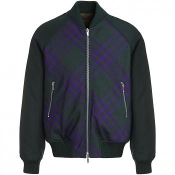 Burberry Men's Reversible Wool Bomber Jacket in Green | Size Medium | 8078899149142 Color B7984