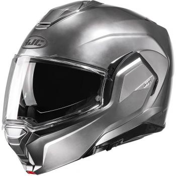 CASCO HJC I100 SOLID HYPER - Casco integral, color plata, talla M, diseño aerodinámico, sistema de ventilación avanzado, interior desmontable y lavable, homologación ECE 22.05