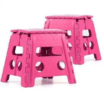 Pack de 2 Taburetes Plegables Multiusos - Escalera Antideslizante de PVC - Altillo para Cocina, Baño o Dormitorio - 3 Tamaños y Varios Colores