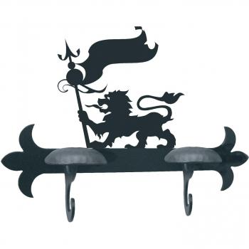 IMEX EL ZORRO El Zorro 11746-Percha león con banderola, 290 mm, Hierro Forjado, Negro, 9x29x21 cm