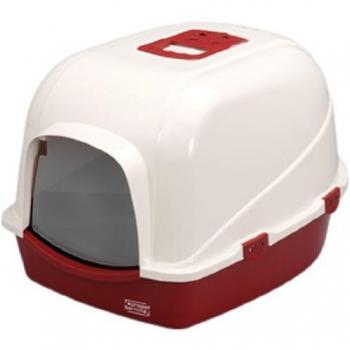 Casa de Arena para Gatos Ebi Eco Jumbo Roja 70 cm - Diseño Eclipse, Resistente y Espaciosa