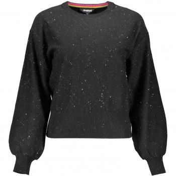 Desigual Black Polyester Sweater - M, Round-neck Knitwear, female, Black, Size: M with Contrasting Details