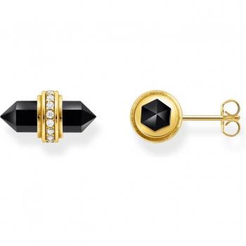 Thomas Sabo Gold Plated Hexagonal Black Onyx Stud Earrings for Women H2281-177-11
