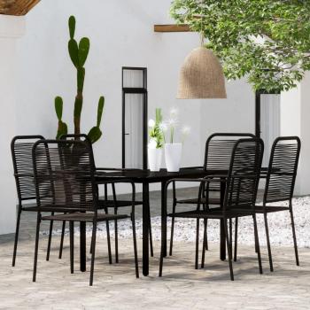 vidaXL 7-Piece Black Garden Dining Set