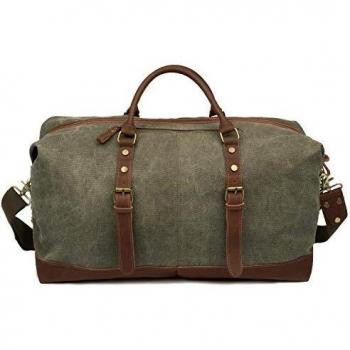 EverVanz Bolsa de Viaje de Cuero de Gran tamaño de Lona para Fines de Semana o Noches