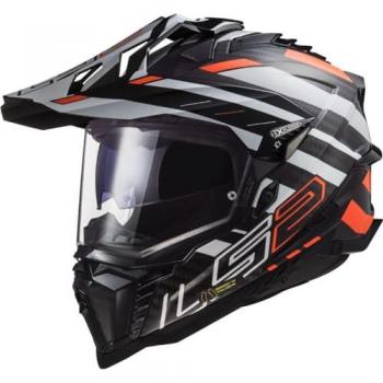 Casco LS2 MX701 C Explorer Edge negro/naranja fluor - Motocross, características: diseño aerodinámico, carcasa de policarbonato, sistema de ventilación avanzado, forro interior desmontable y lavable, cierre