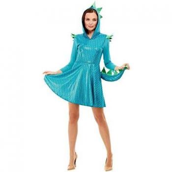 Smiffys 47769S - Disfraz de dragón para mujer, talla S, color azul
