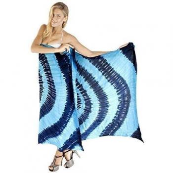 La leela las mujeres de tinte suave rayón playa de la falda del lazo mano encubrimiento acquablue 78x43inch