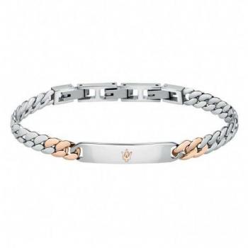 Pulsera Maserati J Br. Ip Rg 22cm de Acero Oro Rosa y Plateado para Hombre, Modelo JM222AVD04