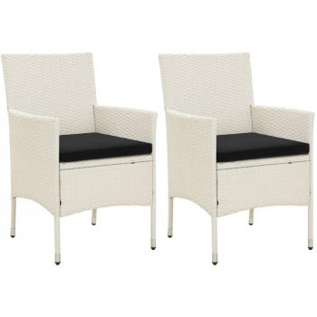 Sillas de jardín con almohadas 2 PC en Polyrattan blanco