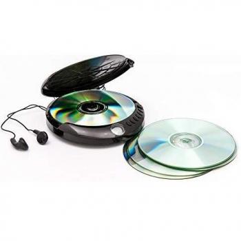 GPO Personal CD Player - 20 Tracks Programmable Memory, LCD Display, Anti-Shock Protection, Earphones Included - Black