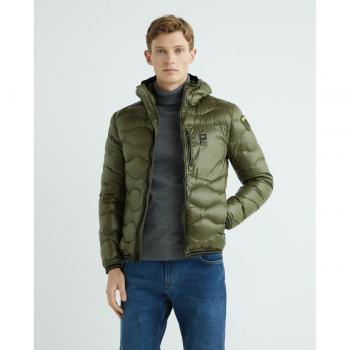 Blauer Green Quilted Hooded Jacket for Men, Size S and Blauer Green Short Padded Down Jacket for Women, Size S