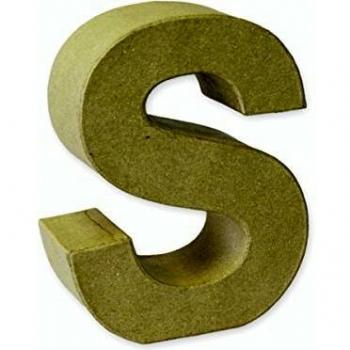 Letra 3D de papel maché S, tamaño 17,5 x 5,5 cm, color natural