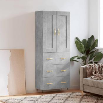 Aparador alto de madera contrachapada gris hormigón 69,5x34x180 cm