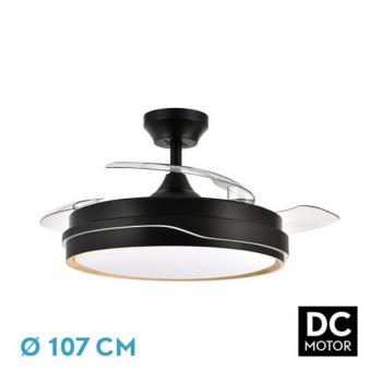 Ventilador de techo DC Tempano Negro/Madera 72W 3 Aspas